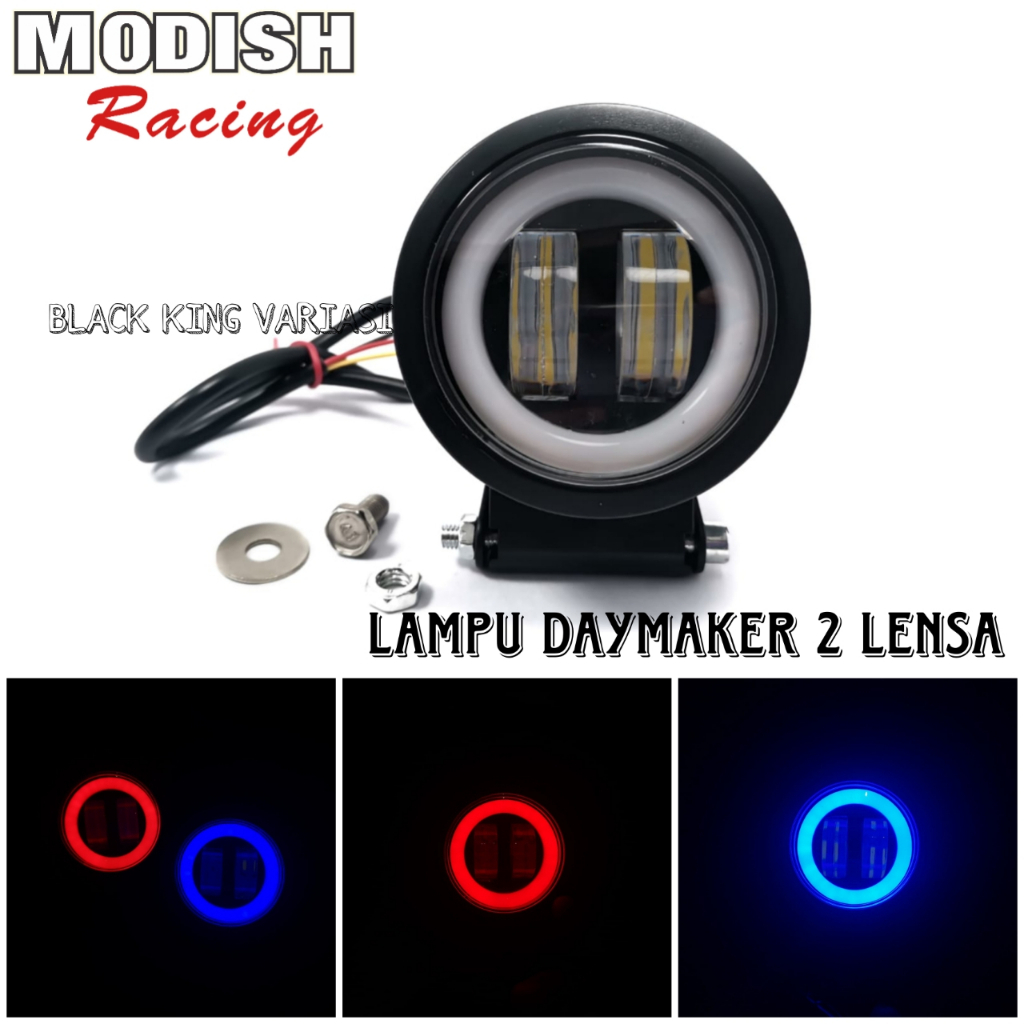 Lampu LED Tembak Sorot Bulat 20 Watt 4D Mobil Motor Daymaker Lampu Tembak Daymaker Plus Angel Eye Lampu Daymaker 2 Lensa Kotak Bulat