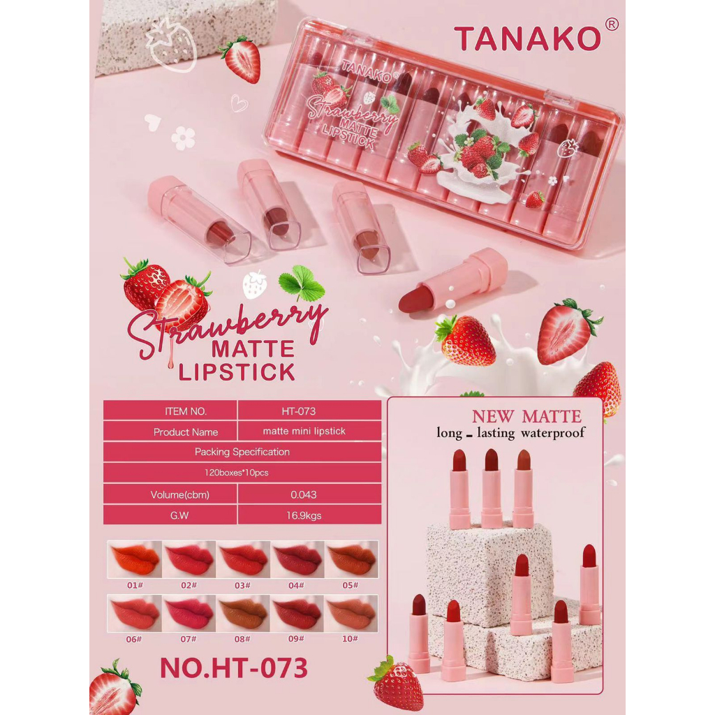 TANAKO LIPSTIK SET Tanako Strawberry isi 10pcs Lip Matte