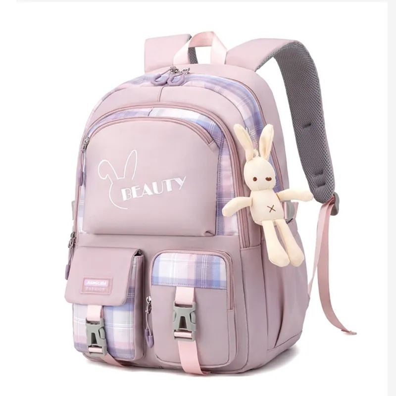 COD Tas Ransel Anak Perempuan Free Botol Minum Mantel Tas Jam Tangan Sport Plus Gantungan Bunga Tas Ransel SMP/SMA Terbaru Beauty Kapasitas Besar