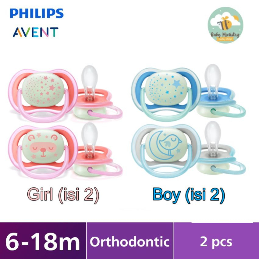 TERBARU !!! Philips Avent Ultra Air Night Time Soother 6-18 Months With Case (isi 2)  / Empeng Bayi / Pacifier / Dr browns / Glow in the dark / empeng anti tonggos