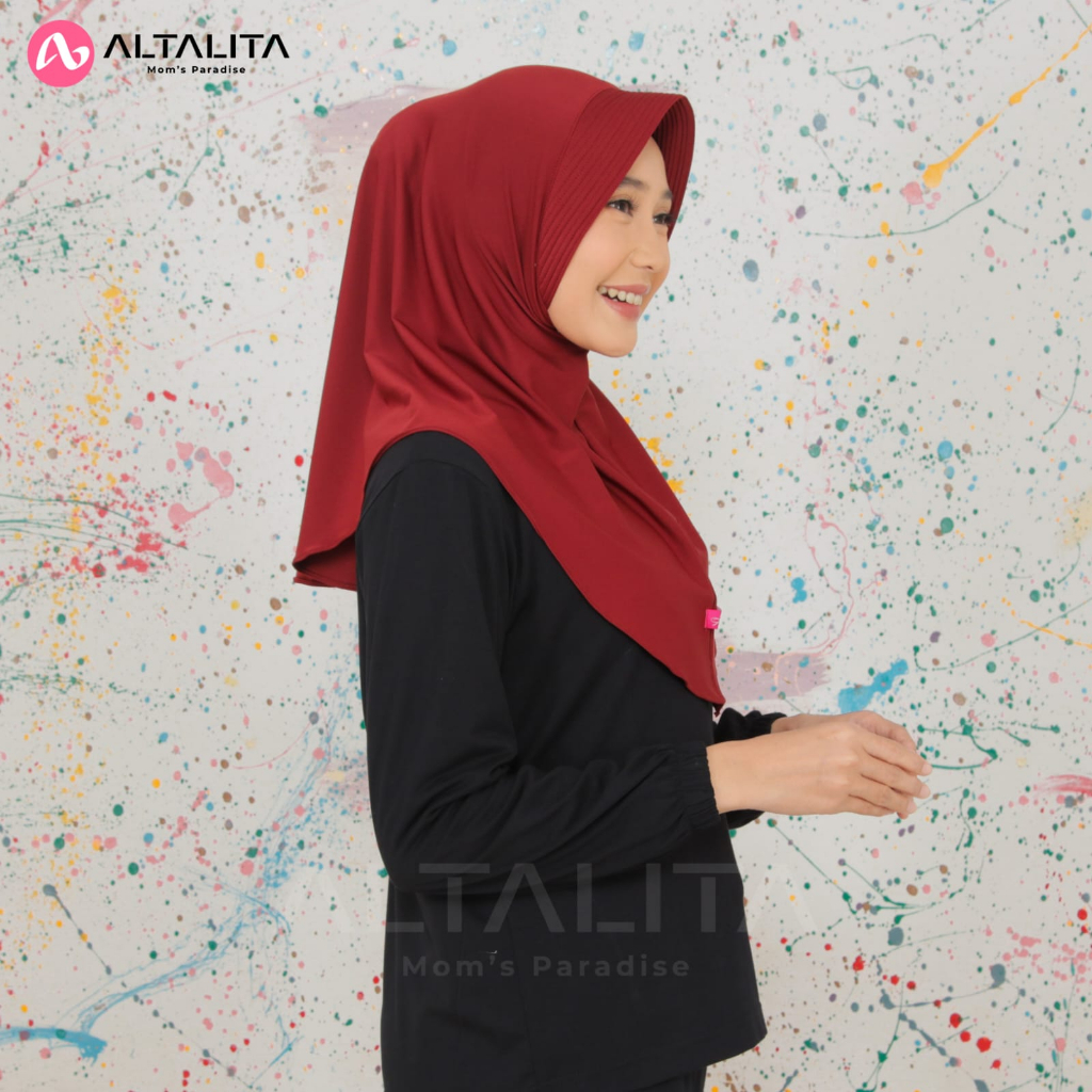 Altalita - Hijab Instan Bergo Sport Jersey Premium Kerudung Qiara Olahraga Instan Ukuran S Jilbab Sekolah Penguin Instan Menutup Dada pet Tebal