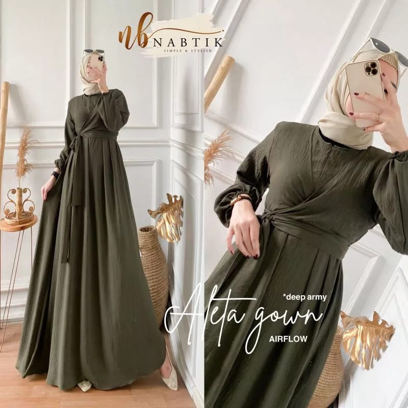 Gamis Terbaru 2022 Aleta Dress Matt Crinkle AirFlow Baju Kondangan Wanita Gamis Polos Jumbo S M L XL Gaun Pesta Muslimah