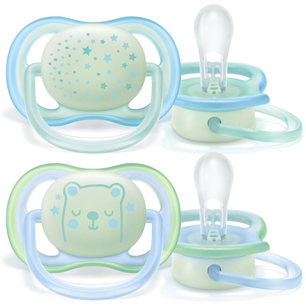 TERBARU !!!! Philips Avent Night Time Soother 0-6 Months With Case (isi 2) / empeng avent / mpeng avent / glow in the dark / dr brown / pacifier