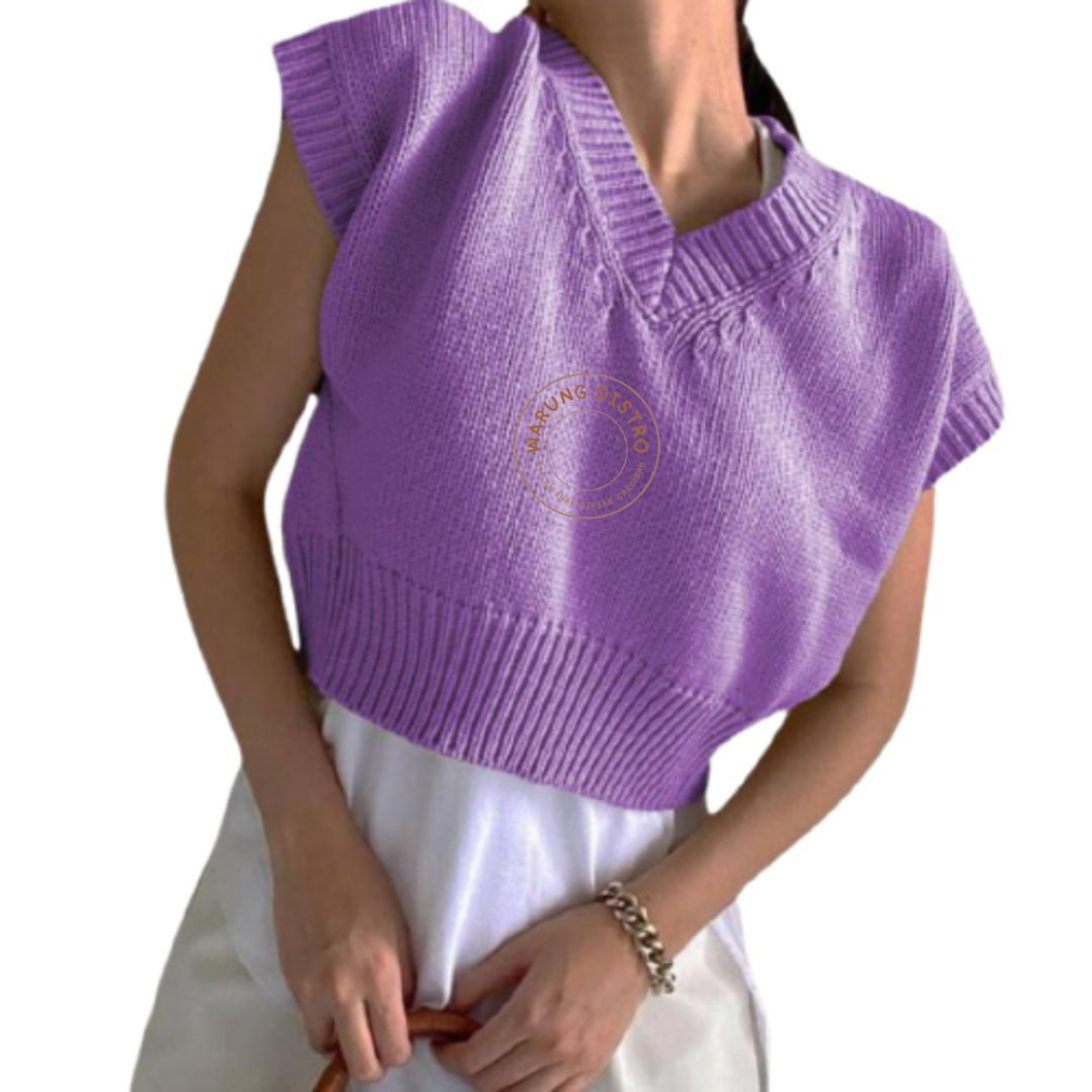 Rompi Rajut Wanita Vest Allasky - Cardigan Rompi Rajut Wanita - Baju Rajut Wanita Terbaru 2021 Moder