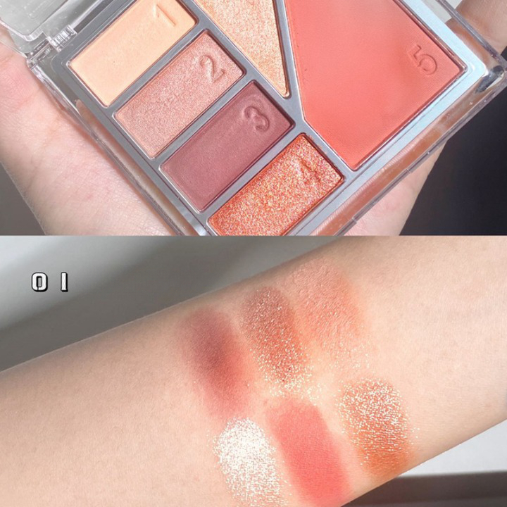 Eyeshadow Palette Matte Pearly Multifunction Highlighter Blush 6 Warna