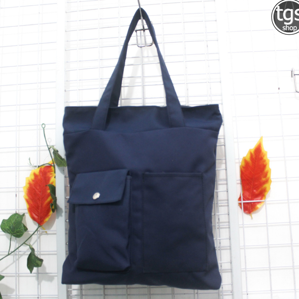 (TGS OLSHOP) -&gt; Totebag fashion stylish tote 2 saku tas totebag kain resleting tas tote