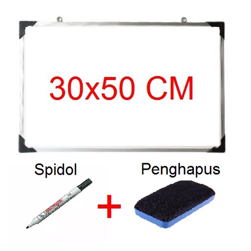 

White Board Papan Tulis Gantung Ukuran 30 cm x 50 cm Free Spidol dan Penghapus