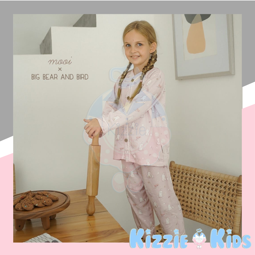 Mooi x Big Bear &amp; Bird Piyama Panjang Anak Baju Tidur Anak Long Pajamas Kids