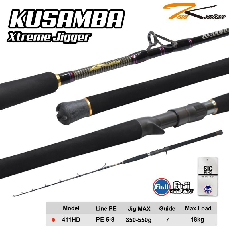 Team Kamikaze KUSAMBA Xtreme Jig Overhead Jigging Rod (PE5-8) Fuji SIC