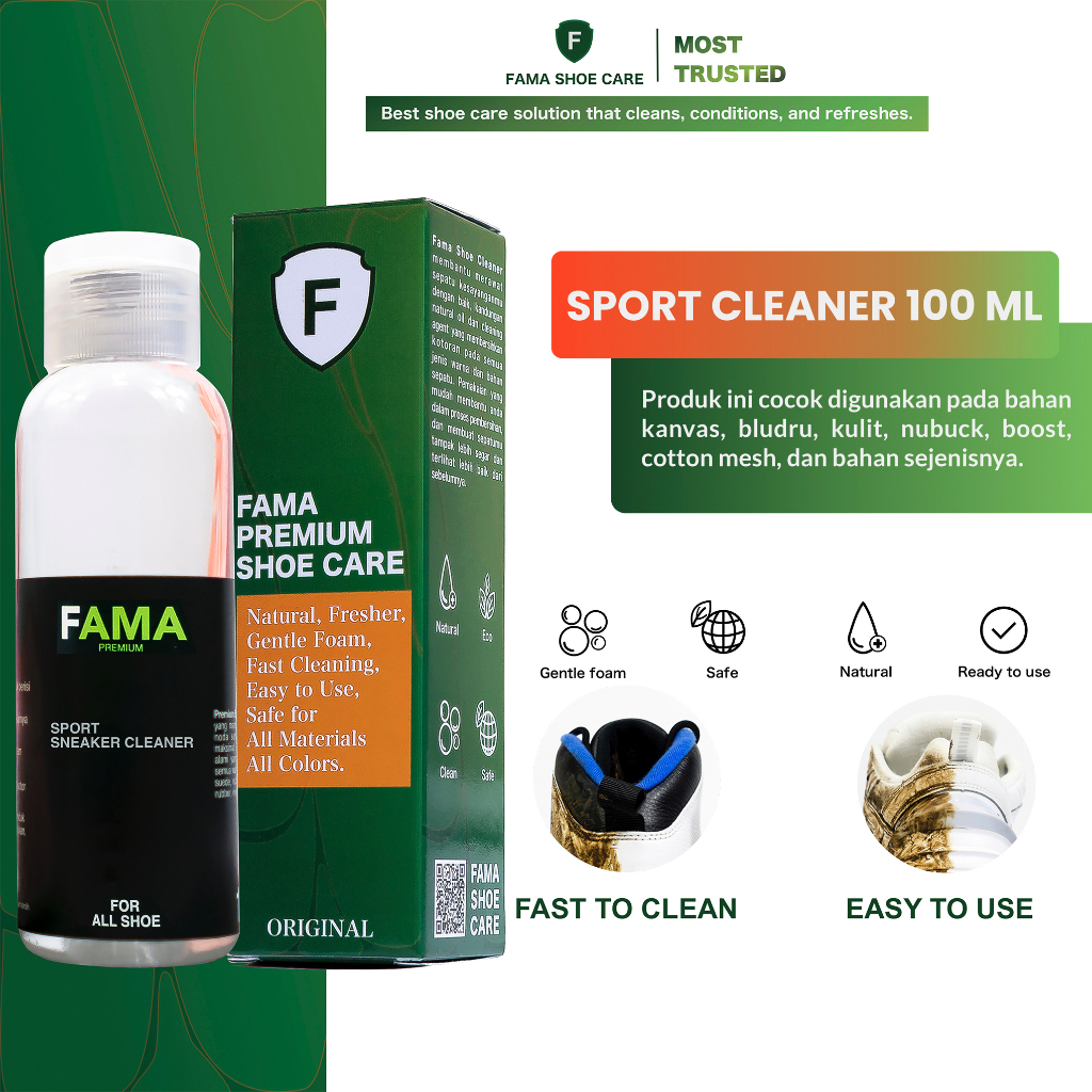 Fama Shoe Care - Sport Cleaner 100 Ml - Sabun Sepatu - Pembersih Sepatu - Fama Shoes Cleaner - Shoe Cleaner