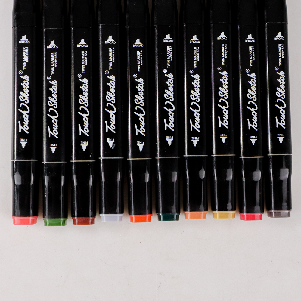 TOUCH Spidol Dual Side Fine Art Brush Pen Art Marker Set 48 Color - HL0270 - Black