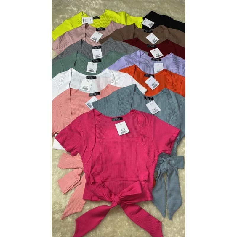 atasan wanita Korean style ikat tali depan/atasan wanita/croptop tali bawah/crop top bahan halus/cro