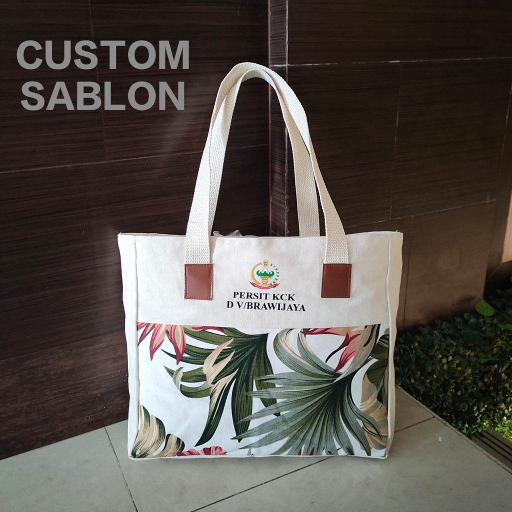 TOTE BAG KANVAS WANITA RESLETING/TAS TOTE KANVAS BUAT SHOPPING/KULIAH BISA CUSTOM SABLON ATAU POLOS