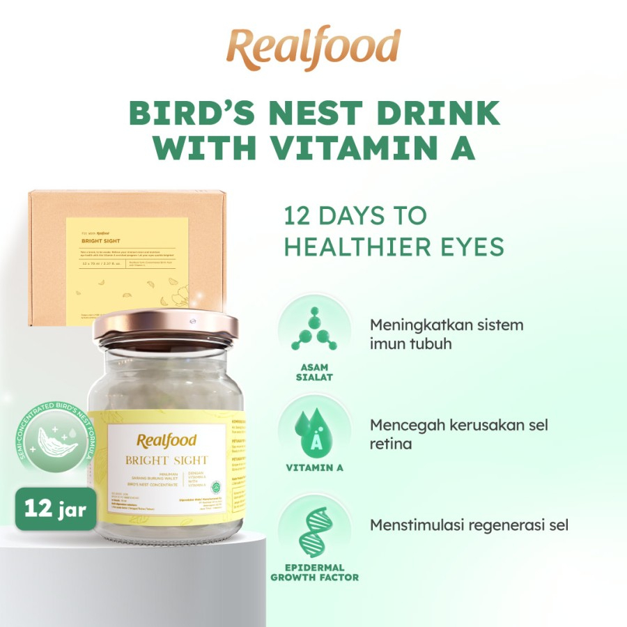 

Realfood Bright Sight Minuman Sarang Burung Birdnest Vitamin A Perawatan Suplemen Kesehatan Mata