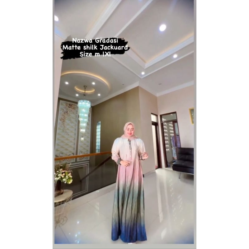 [Tanpa Hijab].Gamis Nazwa Gradasi Matte Shilk Jackuard.