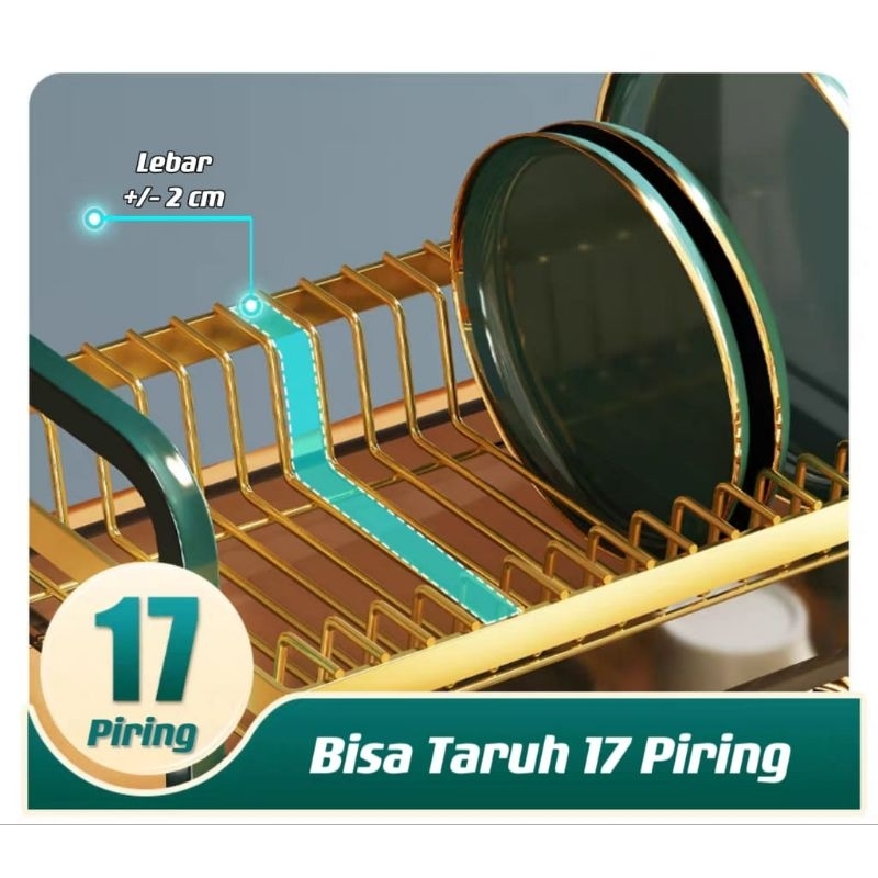 Rak Piring Dapur Anti Karat Penyimpanan Rak Pengering Piring Rak Mangkuk Piring