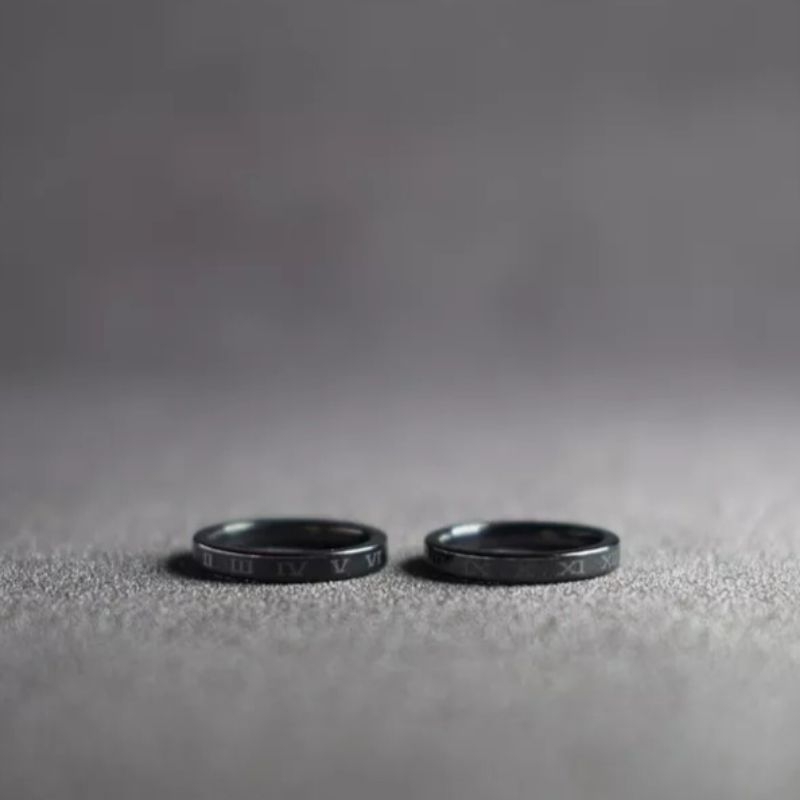 4s Grosir Solo || CINCIN TITANIUM HITAM ROMAWI 3mm ANTI KARAT&amp;LUNTUR