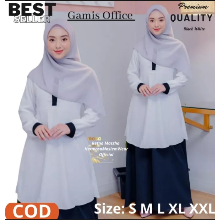 BAJU PUTIH / BAJU TUNIK KANTOR / TUNIK POLOS PUTIH  LISS HITAM/ BAJU PPL/BAJU PNS/BAJU JuBii.id