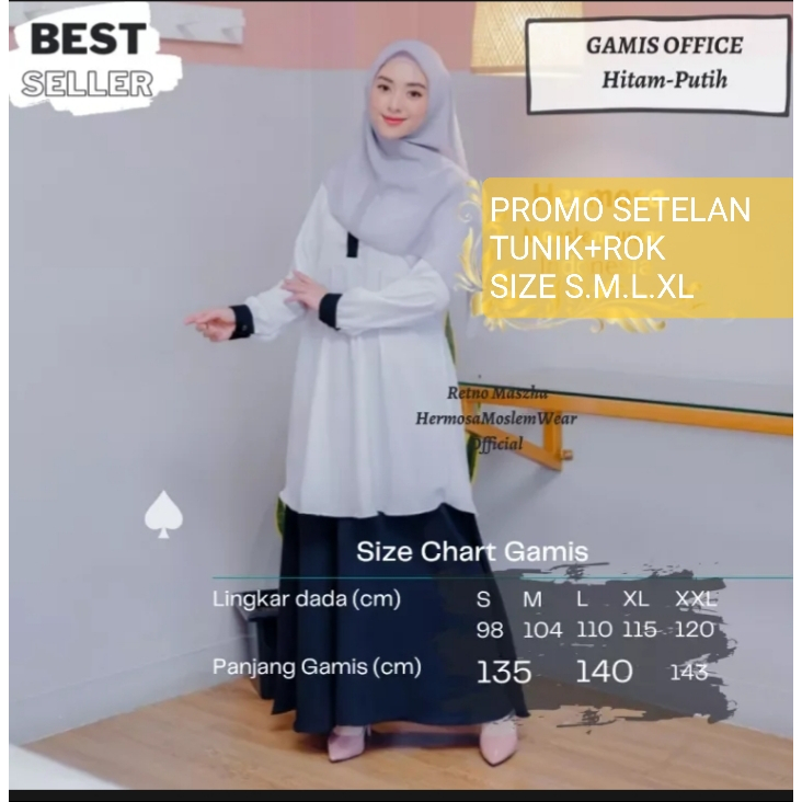 BAJU TUNIK PUTIH BERSI LISS HITAM / TERBARU SERAGAM KERJA WANITA GURU/ PNS/ANS/ PERAWAT