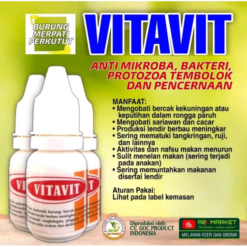 Vitavit solusi mikroba bakteri protozoa pencernaan dan tembolok burung