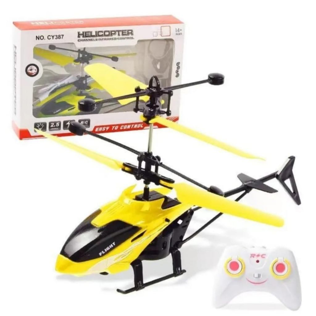 Helikopter RC Flying Pesawat Terbang Remote Control Mainan Anak Sensor Tangan Free Kabel Charger- Helicopter Heli Radio Remote Control Mainan Anak