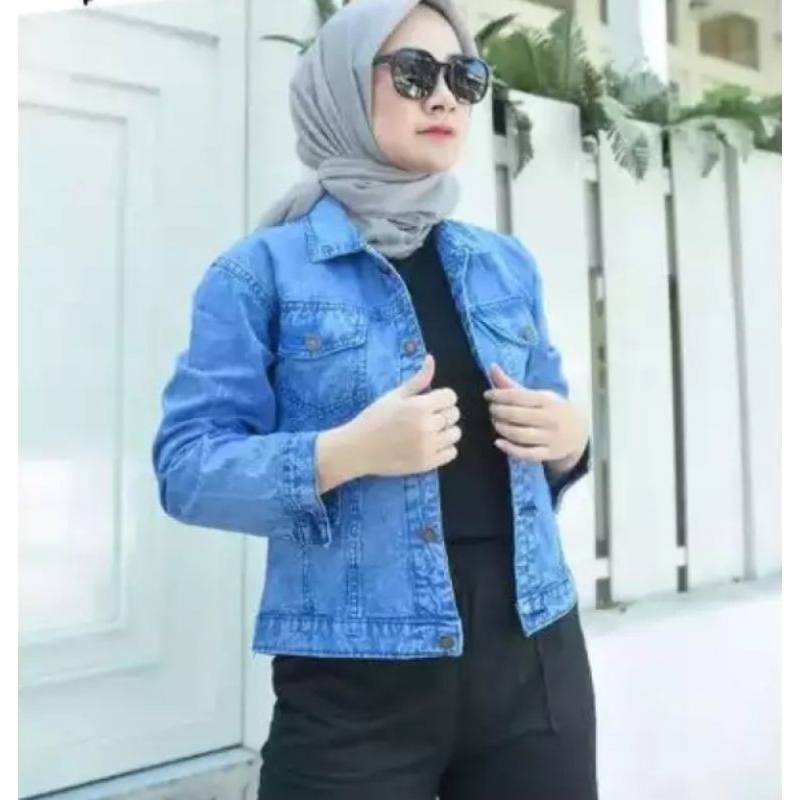 NEW ( OVERSIZE ) JAKET JEANS WANITA HITAM SNOW // JAKET JEANS WANITA BIRU SNOW // JAKET JEANS WANITA