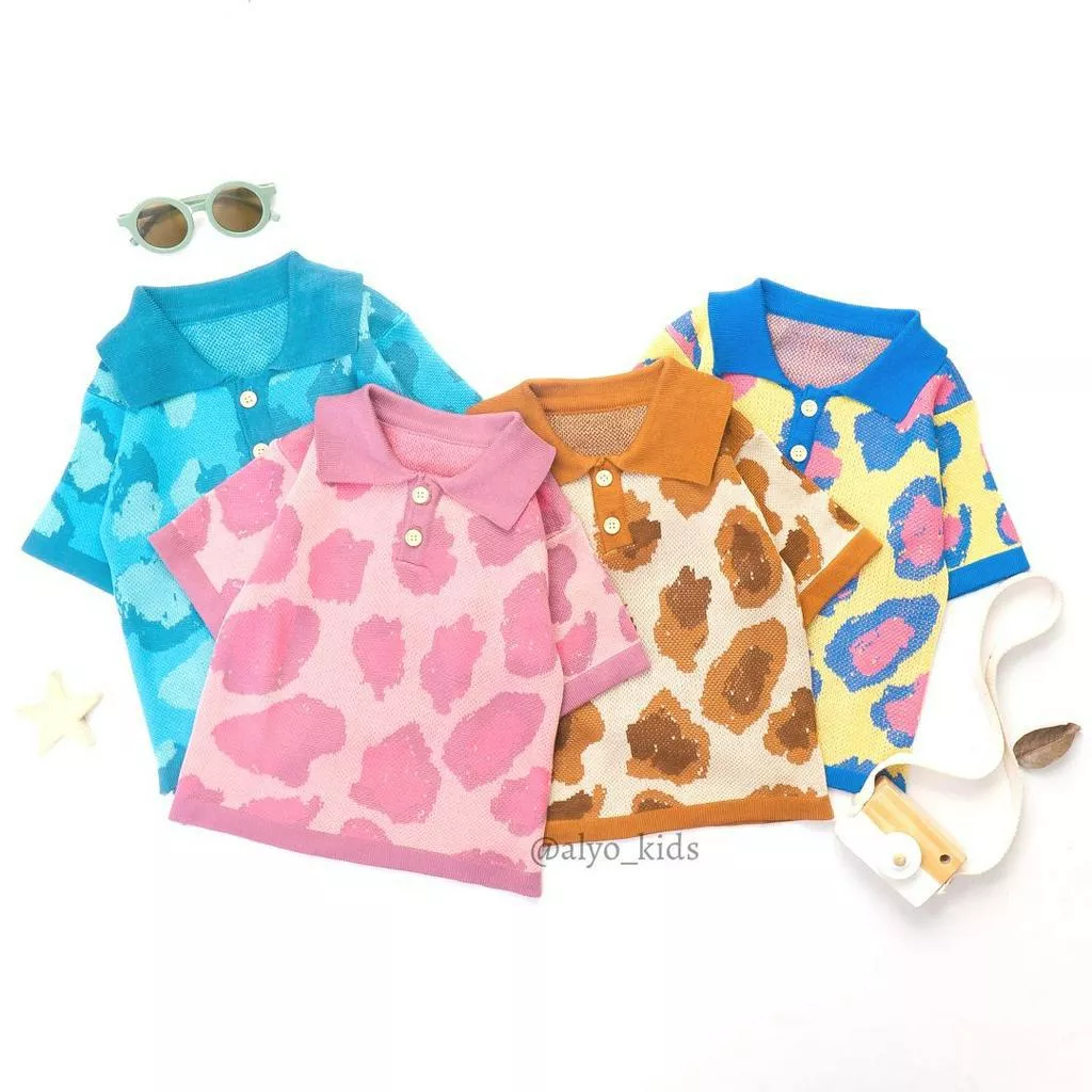 Baju Rajut Anak Leopard Knit - Polo Knit Leopard