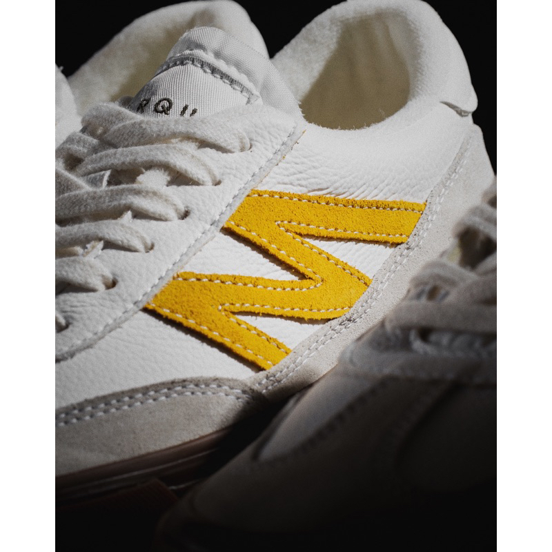 MARQUE.CO ‘Gustav’ Series - White Putih, Yellow Mustard, Gum sole Coklat, Sepatu Sneakers Casual Pria Wanita dengan Material Kulit/Leather Vulcanized, dengan Kombinasi Suede &amp; Nylon, Original Product with Best Quality