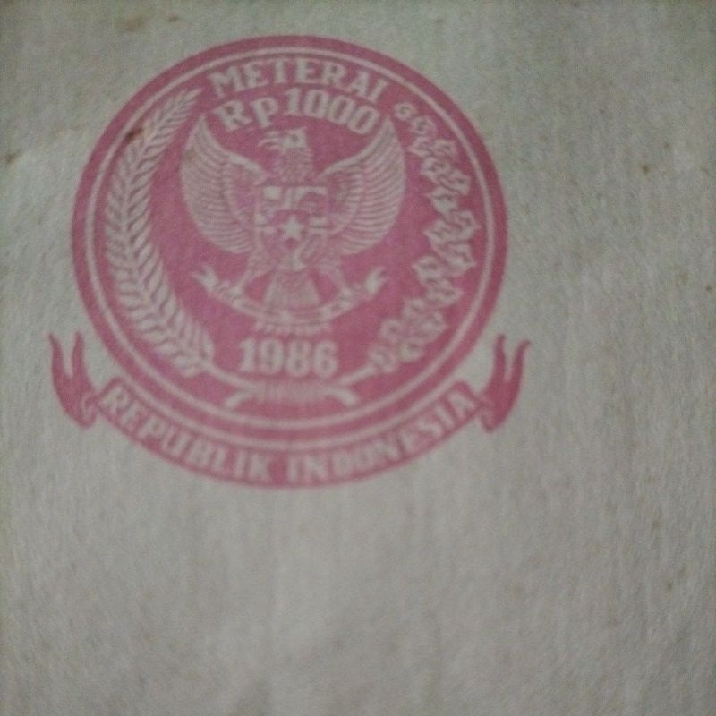 

kertas segel tahun 1986 Rp 1000 double