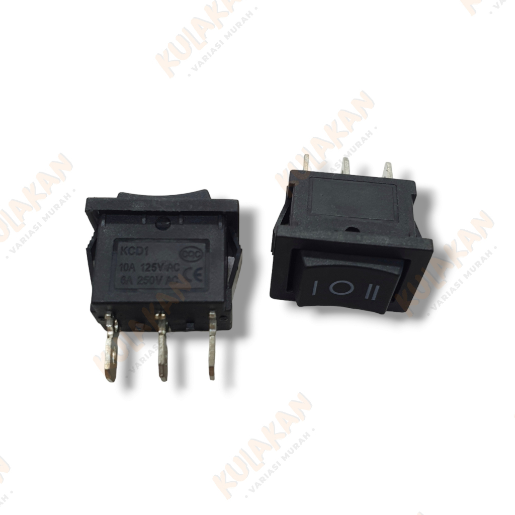 Saklar Rocker Switch Karaoke ON OFF ON 3 Pin Kaki Tambahan Lampu Tembak Motor Besar Hitam