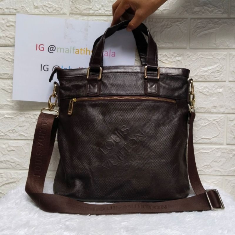 Tas Selempang Sling Bag Pria Kulit Coklat Preloved Second