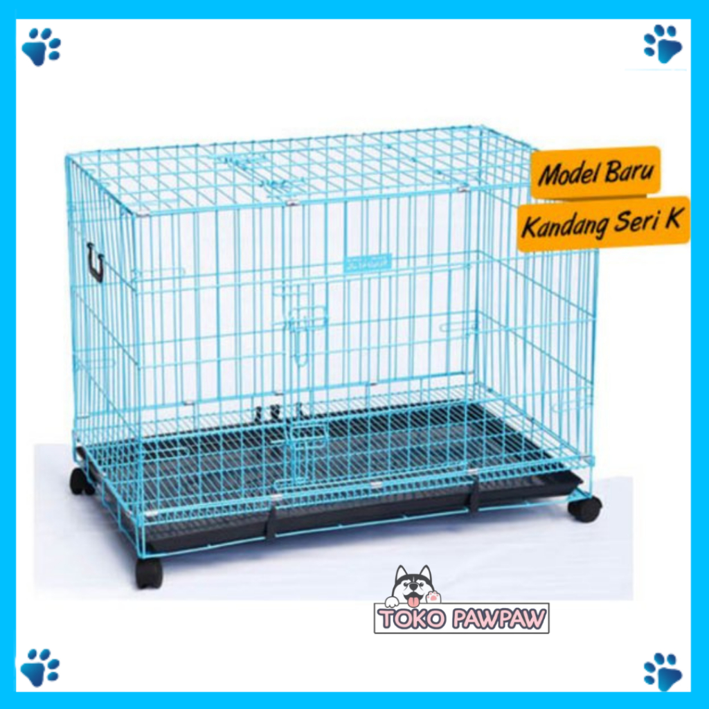 OCTAGON K-305 Kandang Hewan Lipat Besar Pet Cage Anjing Kucing Kandang Besi Roda Aluminium