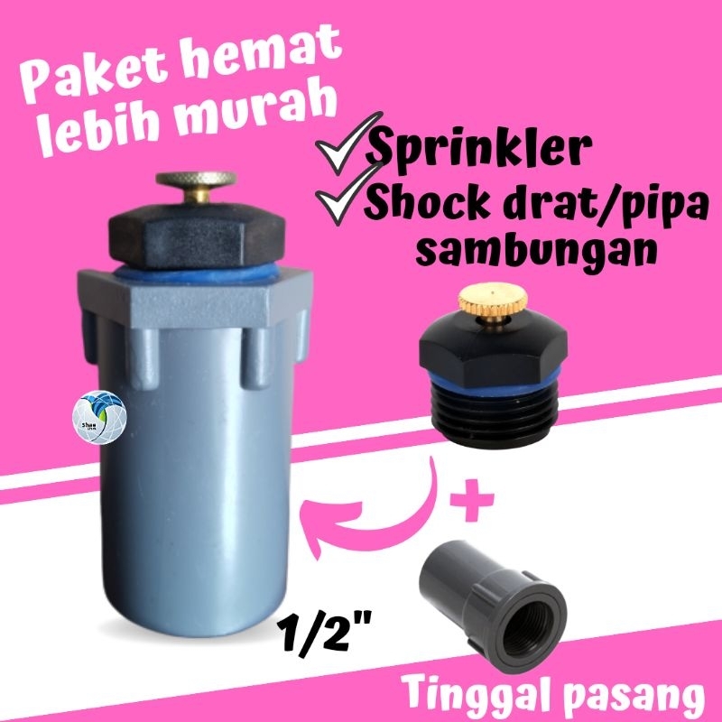 Sprinkler Pertanian Sprinkle Adjustable Springkler taman irigasi +Shock drat Dalam/pipa Sambungan Shaestore15