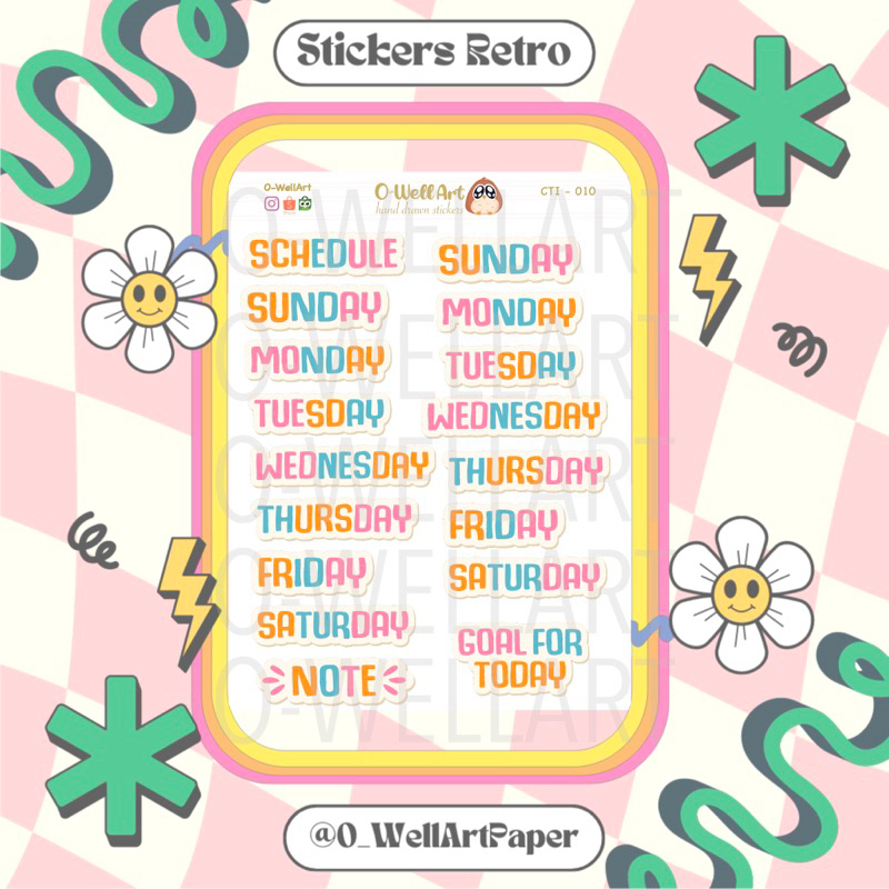 

Stiker Planner Nama Hari - Daily Planner Stickers - Stiker Jurnaling Nama Hari dalam 1 Minggu