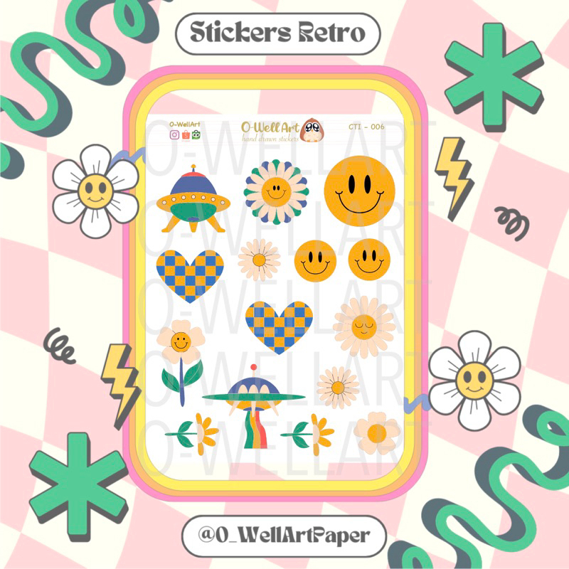 

Stiker Retro Smile Love - Smile Flowers Stickers Retro - Stiker Jurnal Retro Love Smile