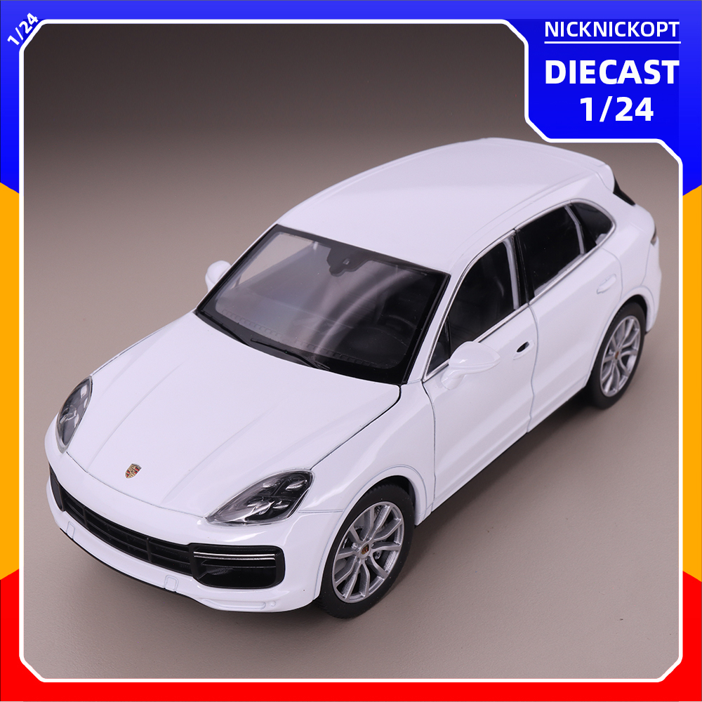 Miniatur Mobil Welly Porsche Cayenne Turbo White Diecast Skala 1:24 Mainan Koleksi