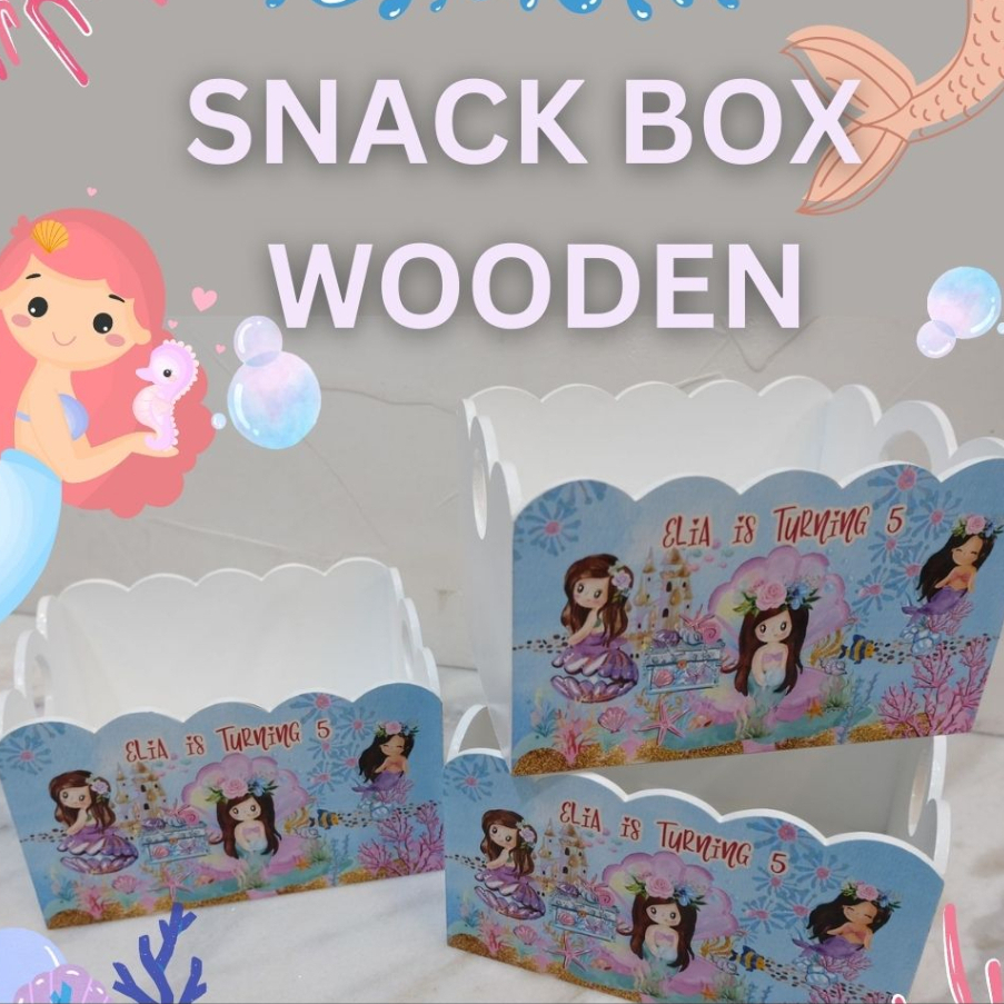 ( Minim 12 pcs ) SOUVENIR KAYU SNACK BOX WOODEN CUSTOM DESIGN SOUVENIR MERCHANDISE ULANGTAHUN BIRTHD