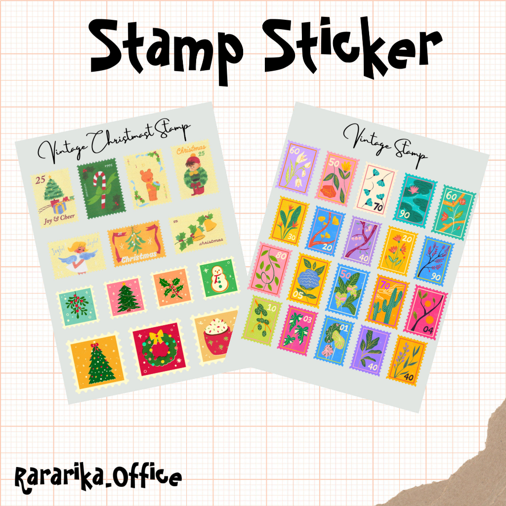 Stamp Sticker Christmas | stiker perangko natal Vintage