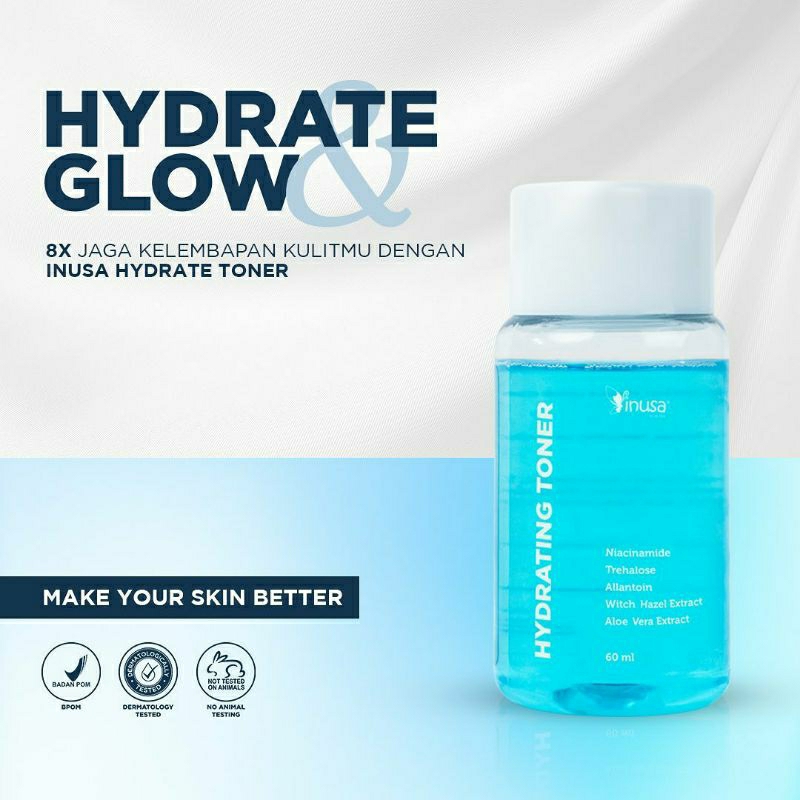 TONER HYDRATE GLOW BY INUSA COCOK UNTUK KULIT KERING MAUPUN BERJERAWAT