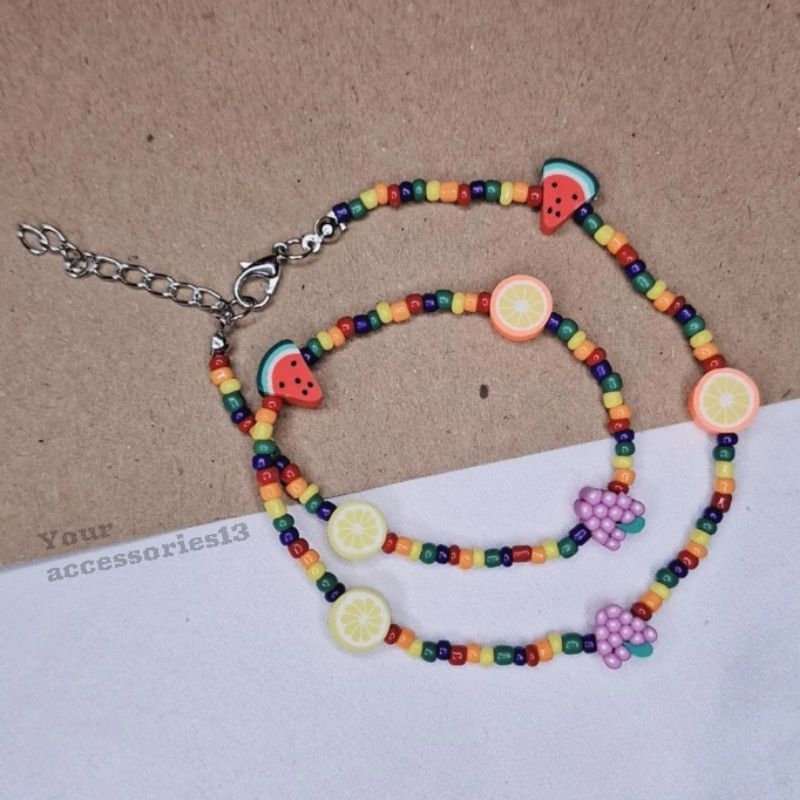 Kalung Manik Manik Rainbow Kalung Manik Buah Kalung Choker Fashion