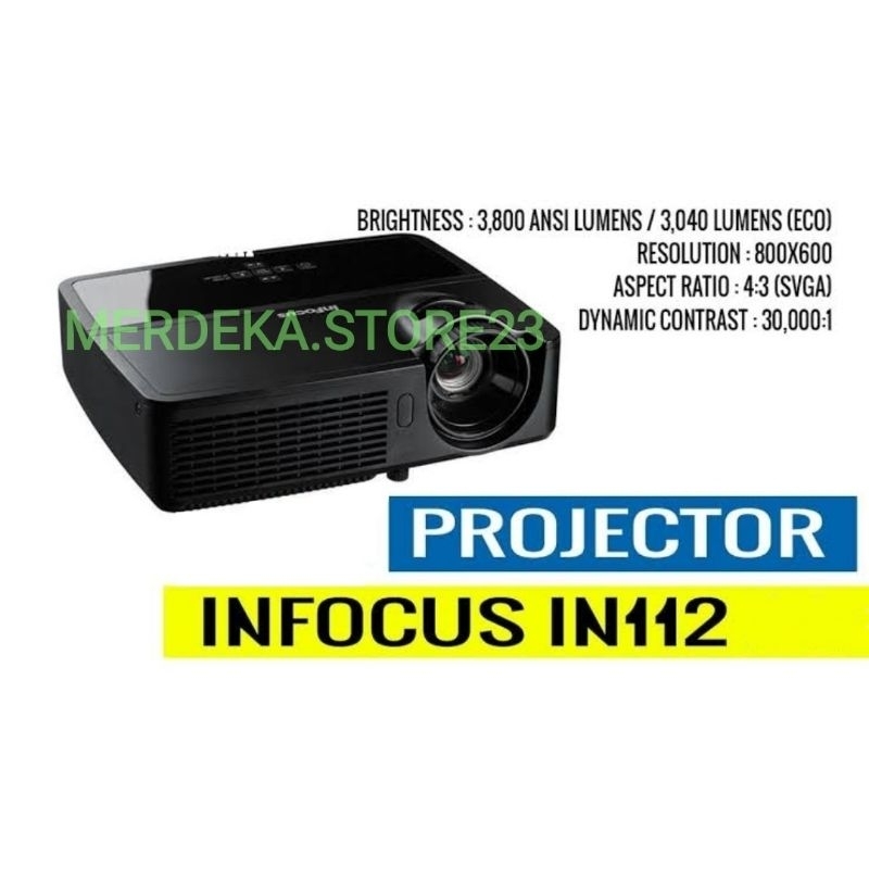 InFocus IN112 Proyektor DLP Hitam dengan Resolusi SVGA dan 4000:1 Kontras