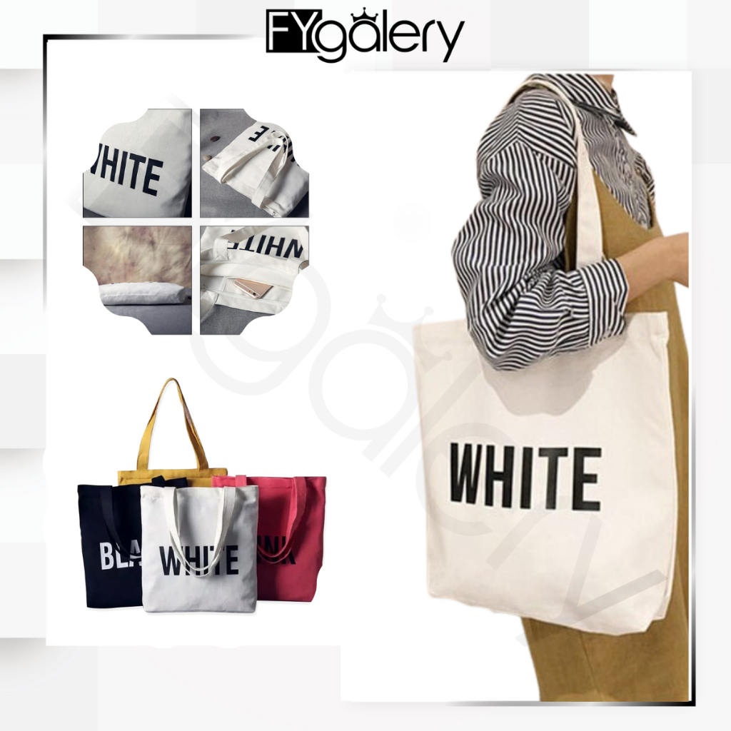 FYGALERY FYG1279 Tas Kanvas Warna Totebag Kuliah Fashion Tote Bag Sekolah Murah Fashion Korea Style