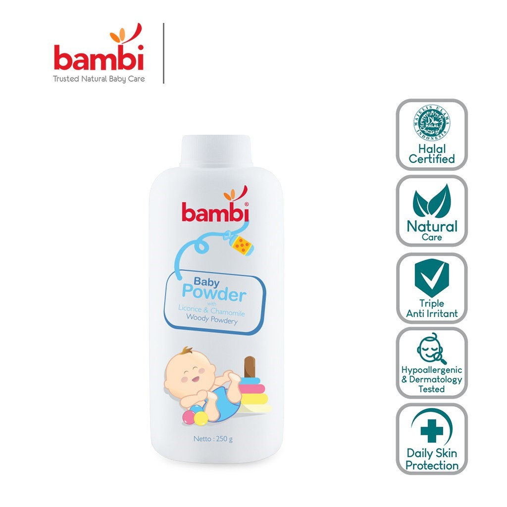 Bambi Baby Powder 250gr Bedak Bayi Tabur Kulit Normal - Sensitif