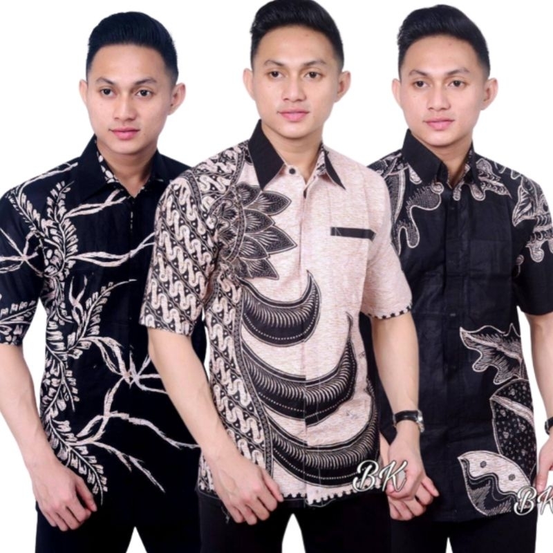 ORIGINAL ABADI BATIK KEMEJA BATIK HITAM MANIS SOGAN LENGAN PENDEK