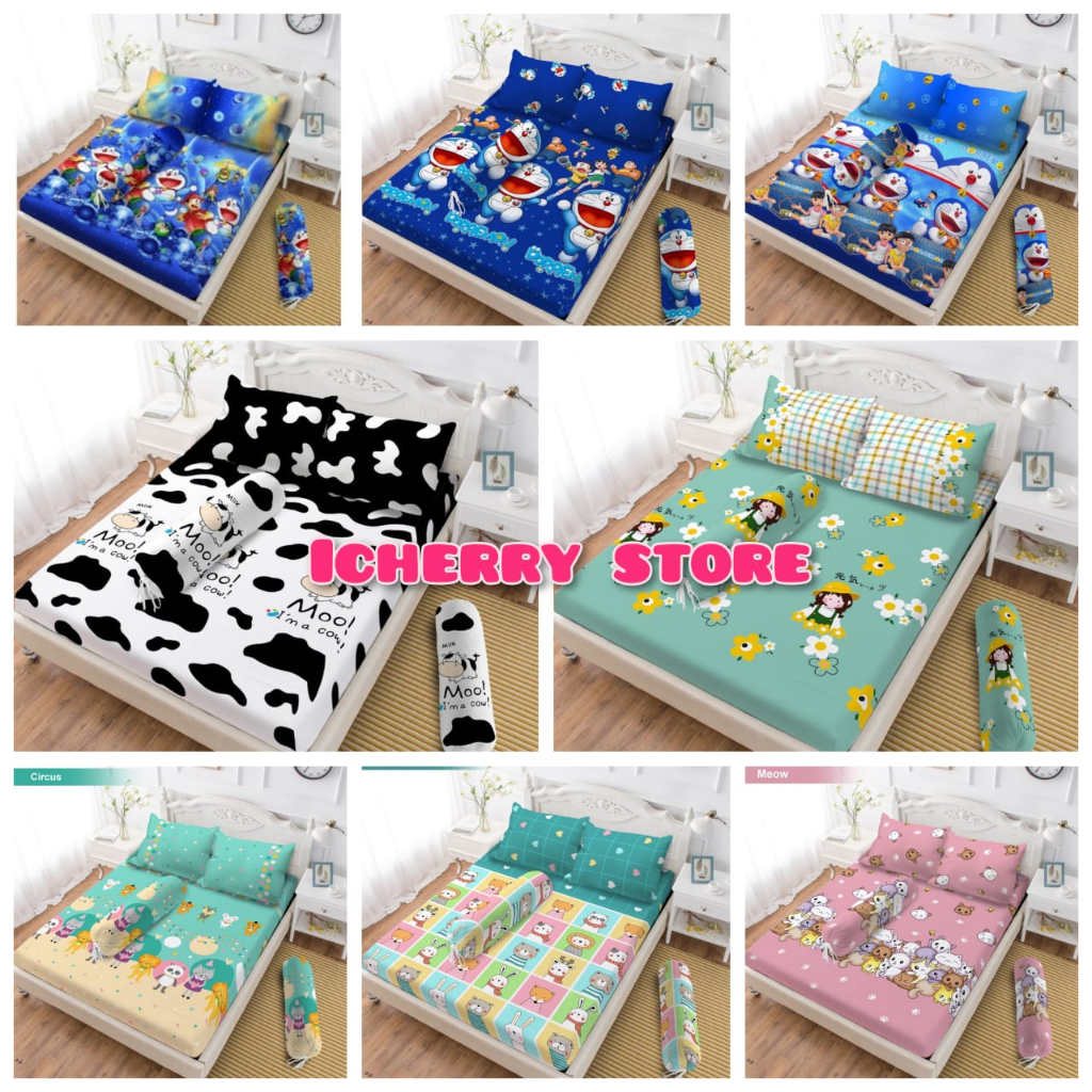 Sprei VITO 3D Tinggi 20cm Single Queen King B4 Bantal 4 120x200 160x200 180x200 Motif Circus, Meow, 