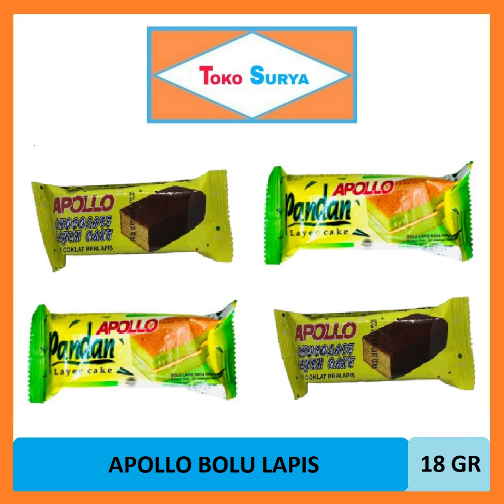 Apollo Pandan/Chocolate Bolu Lapis 18 Gr