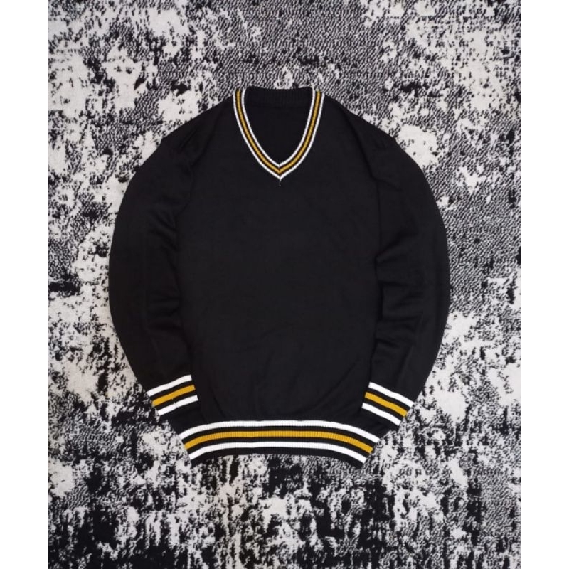 SWEATER RAJUTAN PRIA OVERSIZE V-NECK LONG SLEEVE