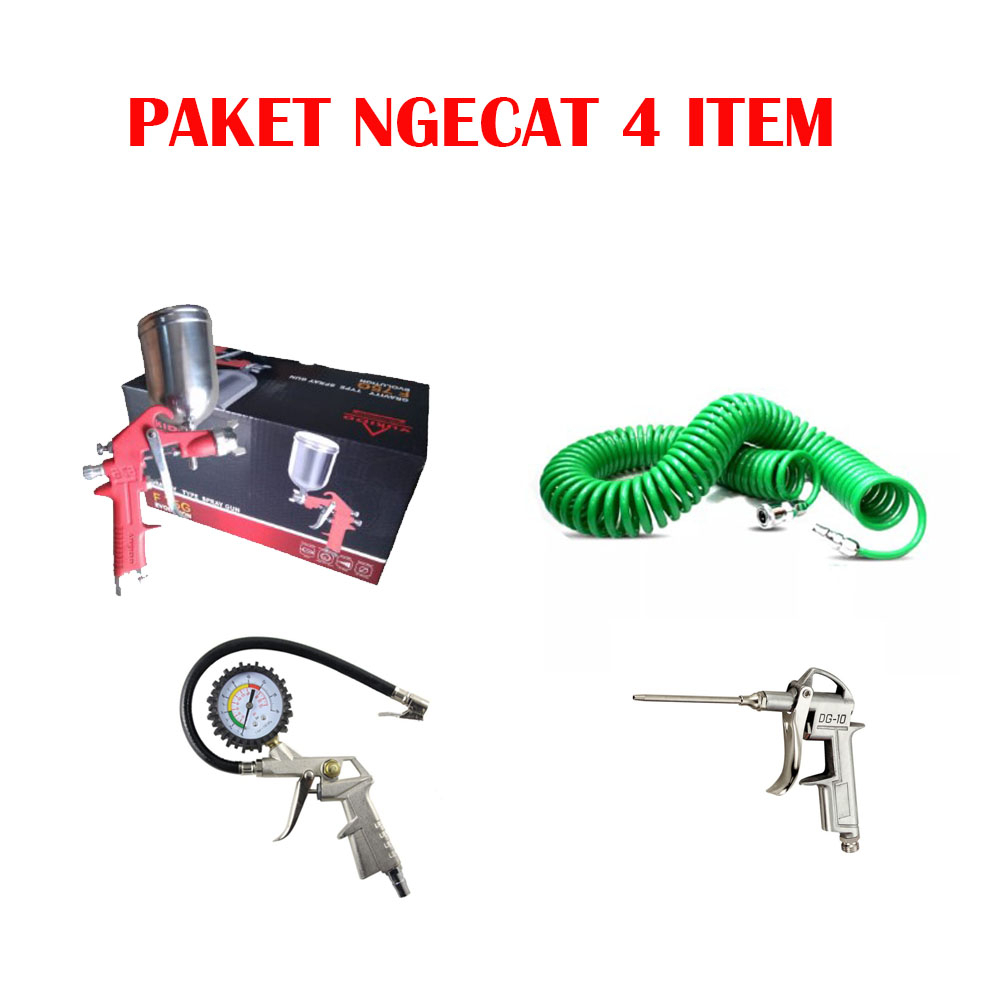 Termurah - Paket tukang cat - Spray Gun F75 Tabung Atas  + Selang Trodon 4.5m-12m - Paket Semprotan Cat Kompresor