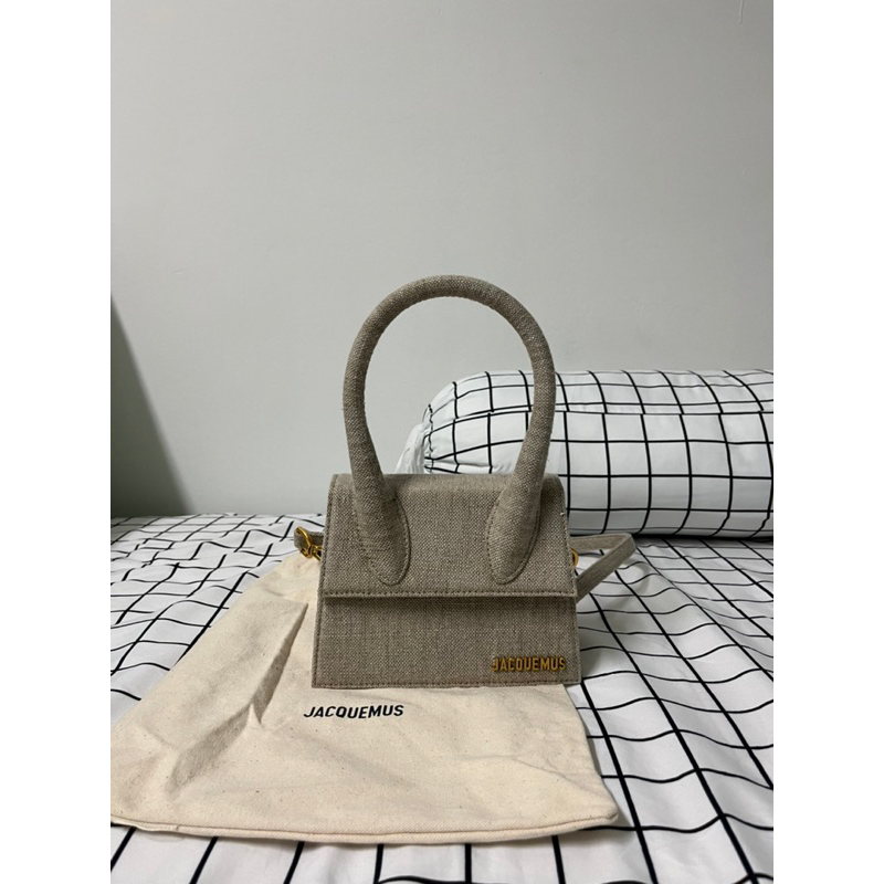 Preloved jacquemus linen bag le chiquito clutch top handle bag