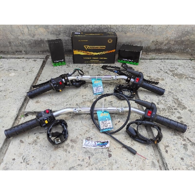 paket set stang stir daytona tipe low set holder tombol lampu kanan kiri ninja kwsk part setang day 